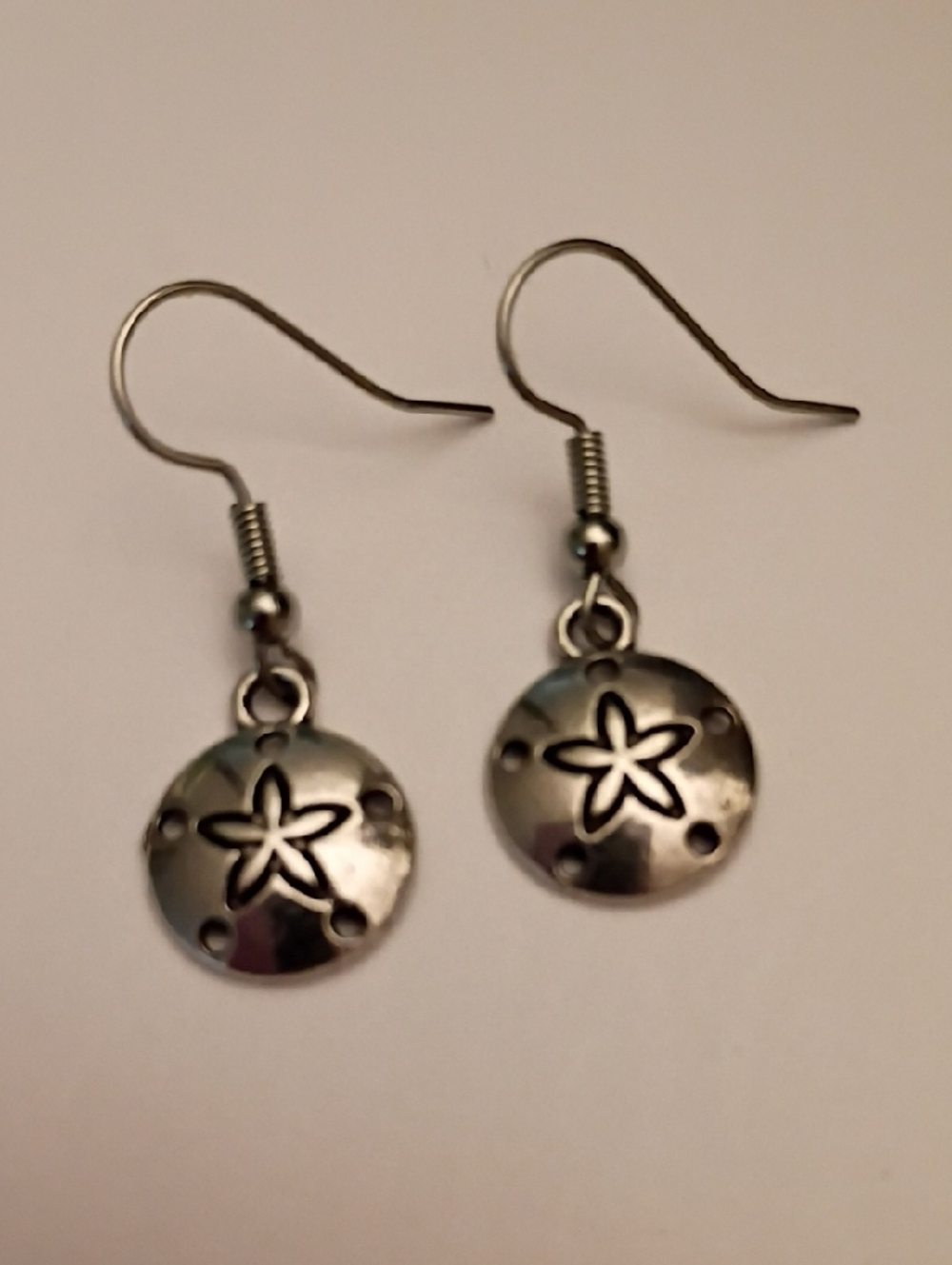 Silver Sand Dollar Drop Earrings for Women
